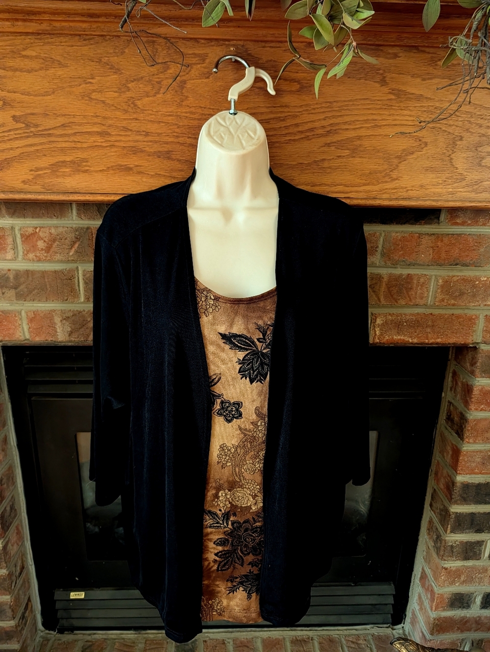 Notations Open-Front Women's Blouse With Attached 3/4 Cardigan Size 1X